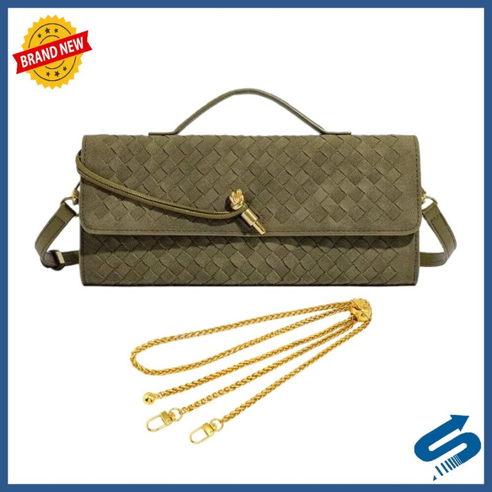 Crocodile Embossed Pu Leather Clutch With Removable Straps, 12x5x2 Inches